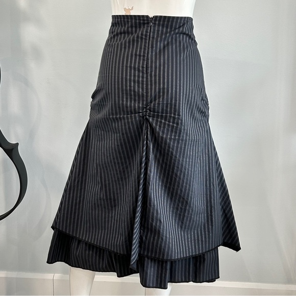 Dark Fairy Princess Pinstriped Steampunk Layered Midi Skirt - Picture 10 of 16
